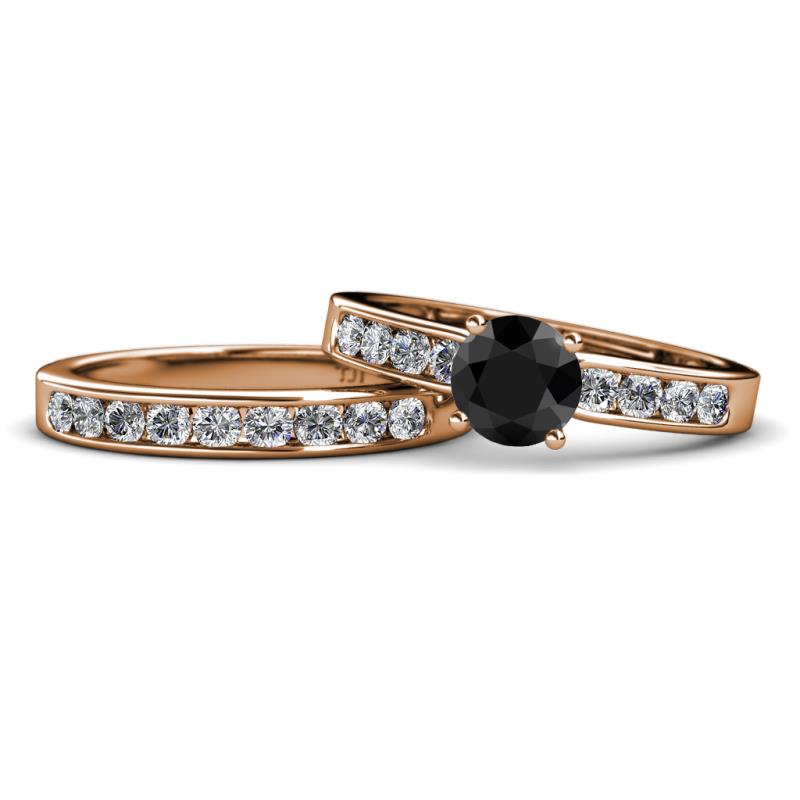 Enya 2.28 ctw Classic Black Diamond (6.00 mm) Accented Lab Grown Diamonds Bridal Set Ring  