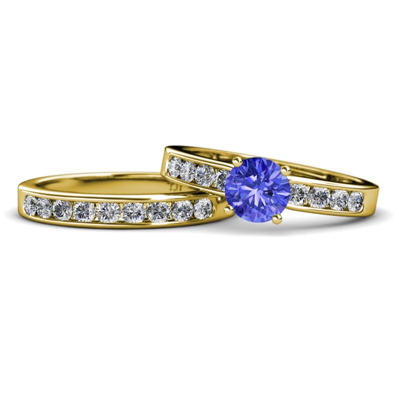 Enya Classic Tanzanite and Diamond Bridal Set Ring 