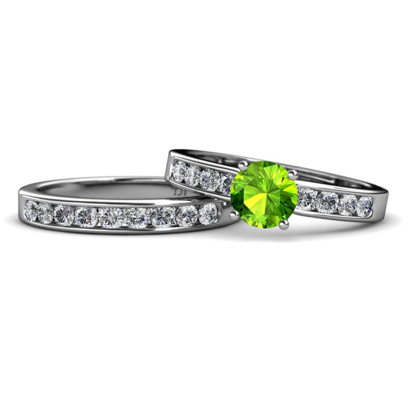 Enya Classic Peridot and Diamond Bridal Set Ring 