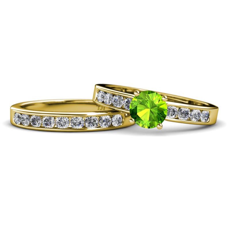 Enya Classic Peridot and Diamond Bridal Set Ring 