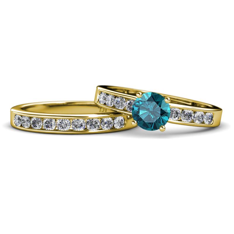 Enya Classic London Blue Topaz and Diamond Bridal Set Ring 