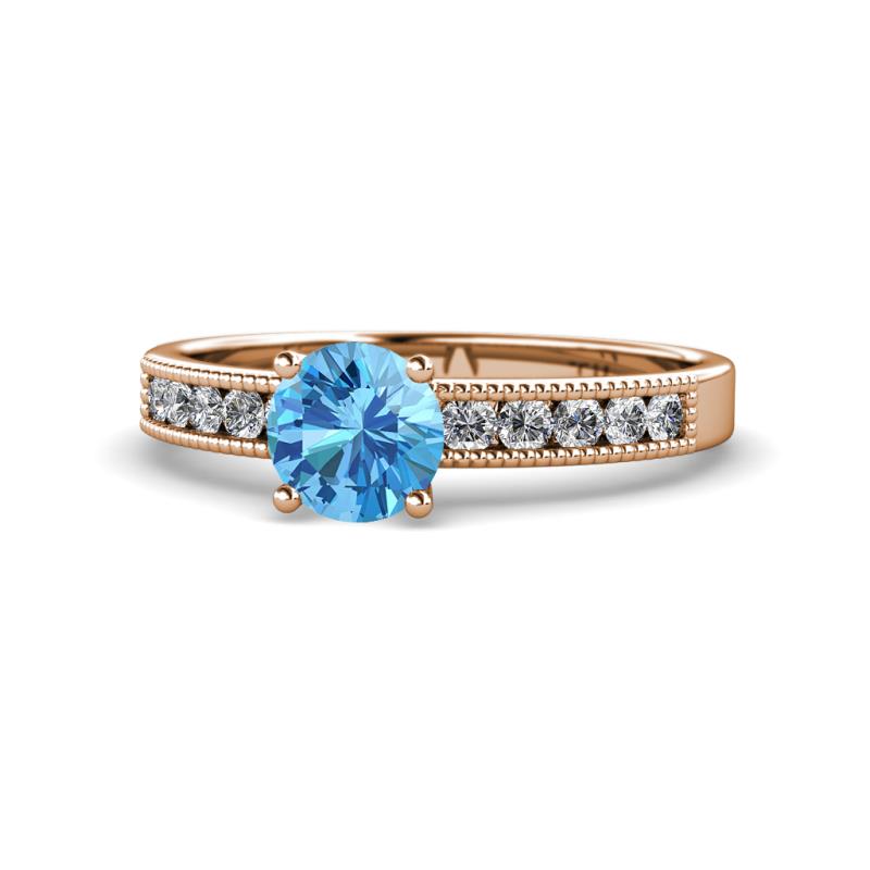 Ronia Classic Blue Topaz and Diamond Engagement Ring 