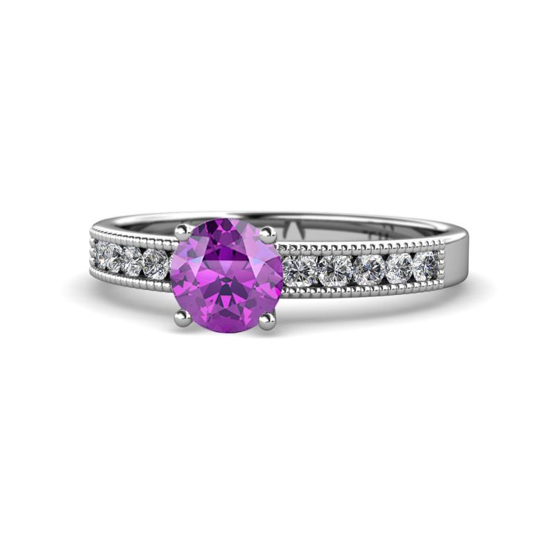 Ronia Classic Amethyst and Diamond Engagement Ring 