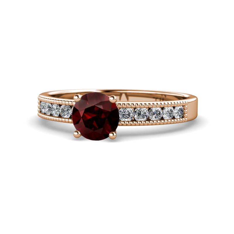 Ronia Classic Red Garnet and Diamond Engagement Ring 
