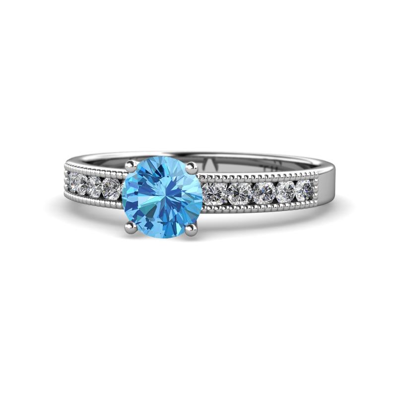 Ronia Classic Blue Topaz and Diamond Engagement Ring 
