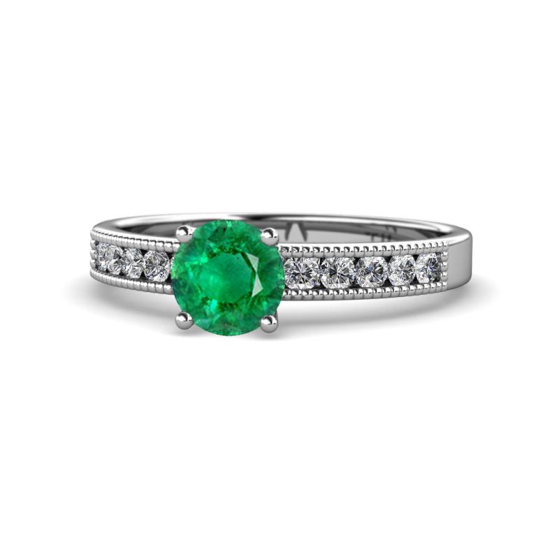 Ronia Classic Emerald and Diamond Engagement Ring 