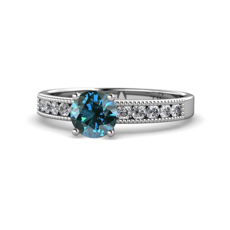 Ronia Classic Blue and White Diamond Engagement Ring 