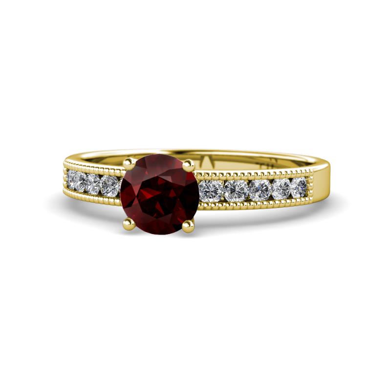 Ronia Classic Red Garnet and Diamond Engagement Ring 
