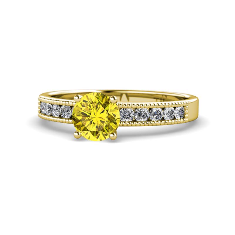 Ronia Classic Yellow and White Diamond Engagement Ring 