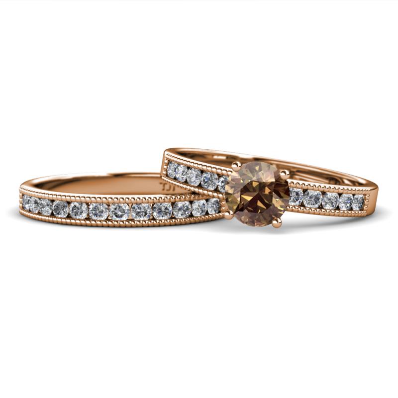 Ronia Classic Smoky Quartz and Diamond Bridal Set Ring 