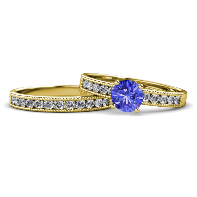 Ronia Classic Tanzanite and Diamond Bridal Set Ring 