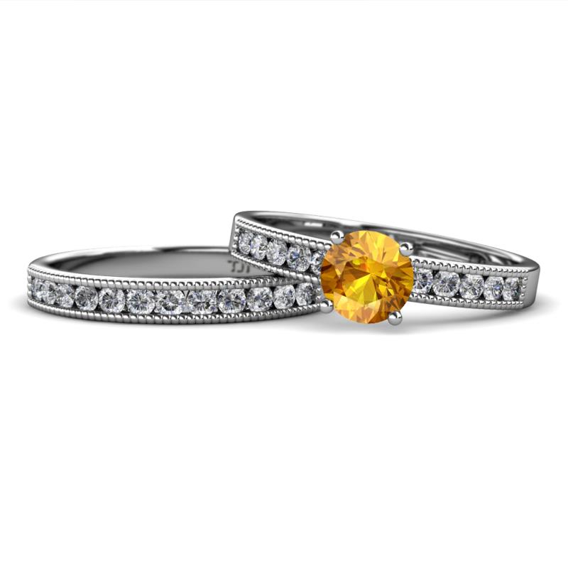 Ronia Classic Citrine and Diamond Bridal Set Ring 