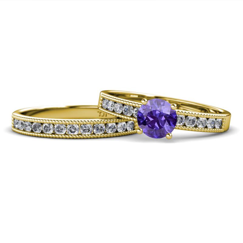 Ronia Classic Iolite and Diamond Bridal Set Ring 