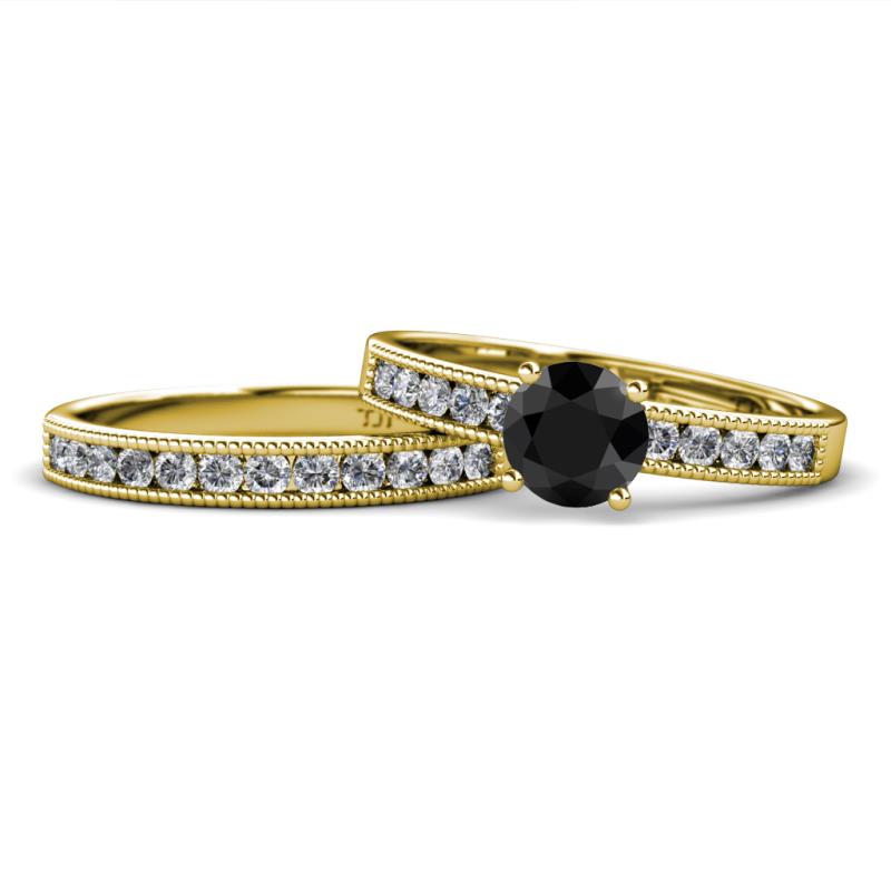 Ronia Classic Black and White Diamond Bridal Set Ring 