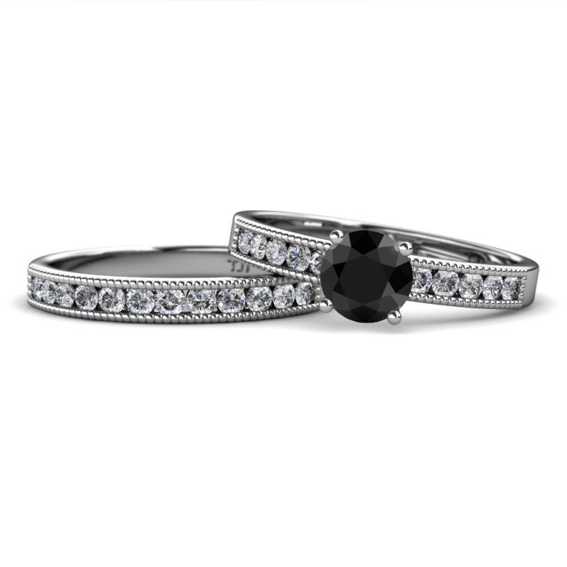 Ronia Classic Black and White Diamond Bridal Set Ring 