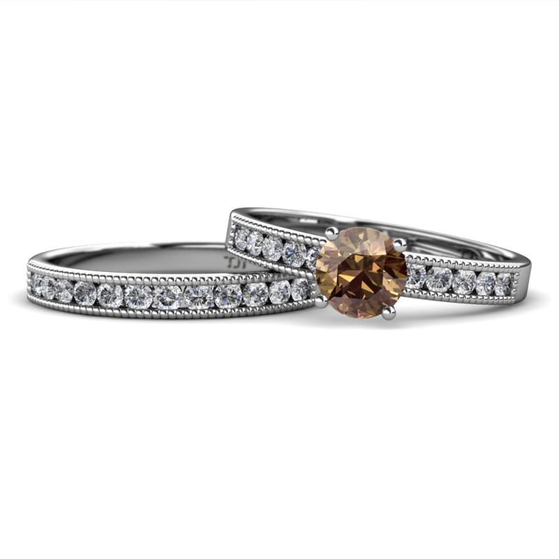 Ronia Classic Smoky Quartz and Diamond Bridal Set Ring 