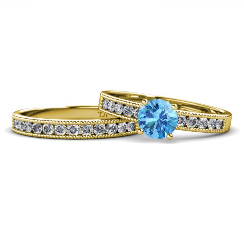 Ronia Classic Blue Topaz and Diamond Bridal Set Ring 