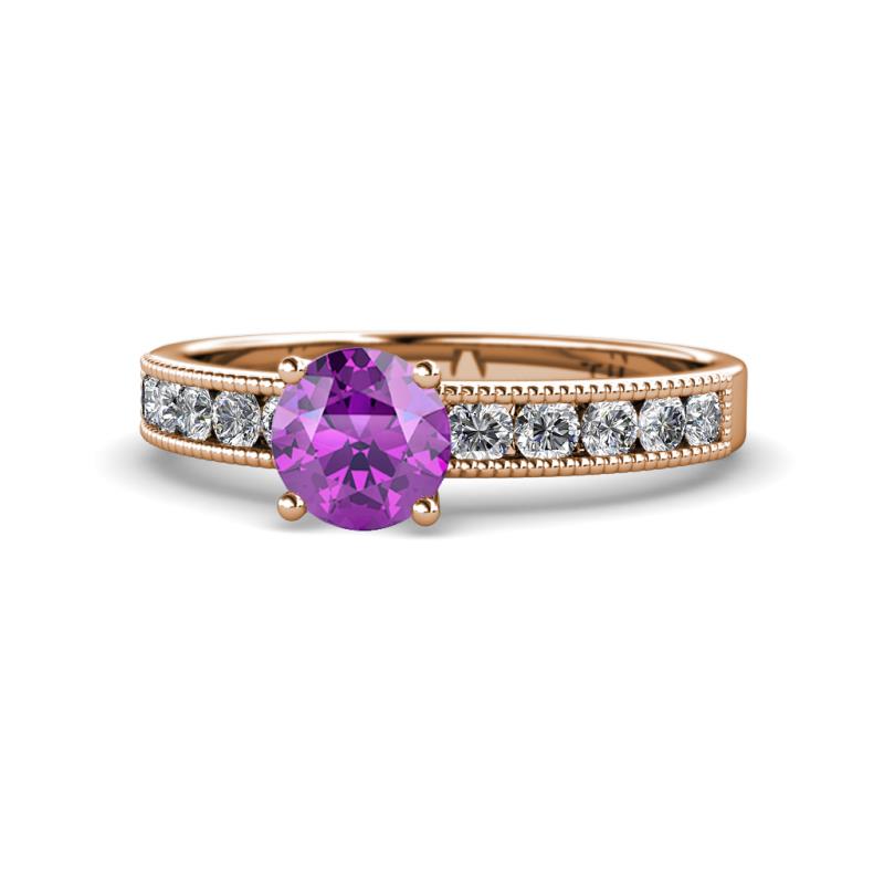 Ronia Classic Amethyst and Diamond Engagement Ring 
