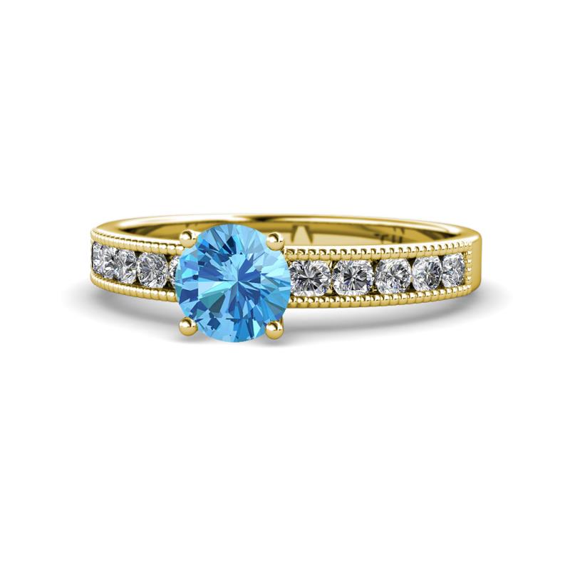 Ronia Classic Blue Topaz and Diamond Engagement Ring 