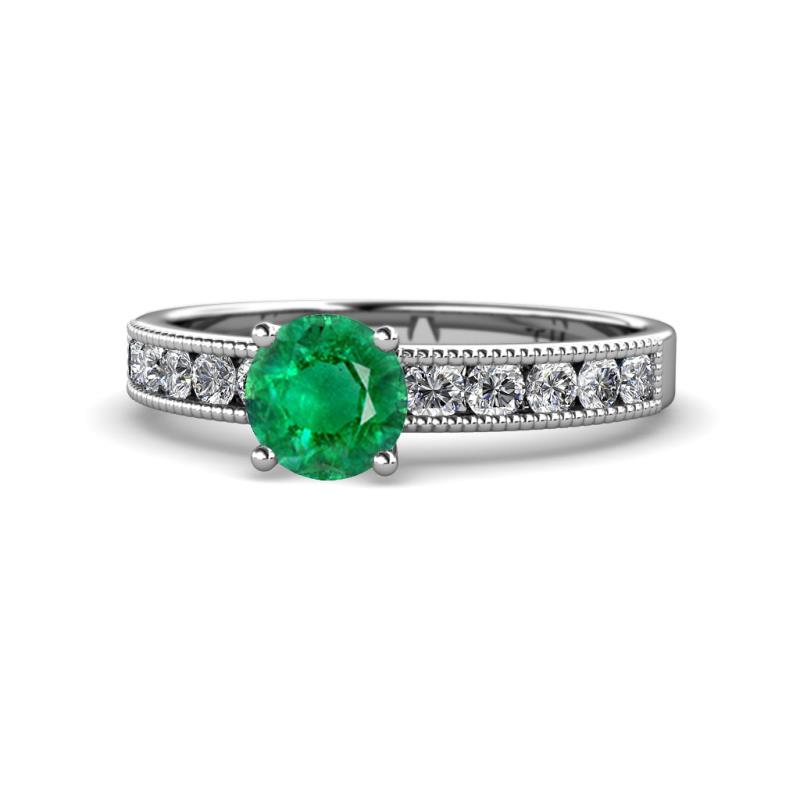 Ronia Classic Emerald and Diamond Engagement Ring 