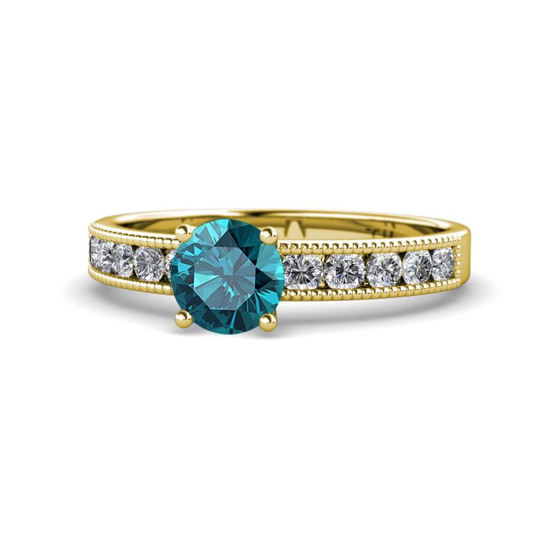 Ronia Classic London Blue Topaz and Diamond Engagement Ring 