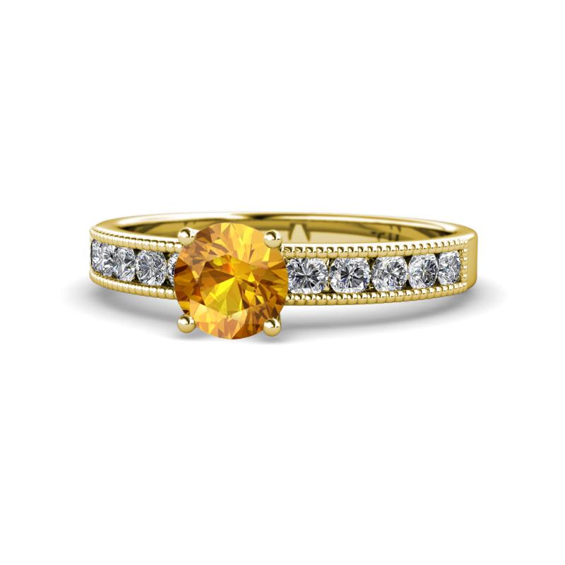 Ronia Classic Citrine and Diamond Engagement Ring 