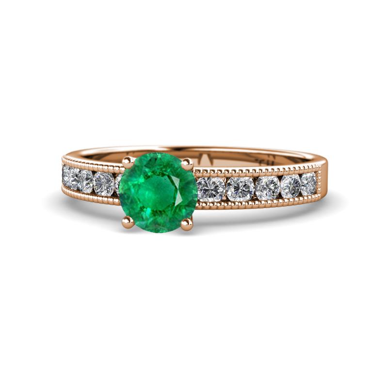 Ronia Classic Emerald and Diamond Engagement Ring 