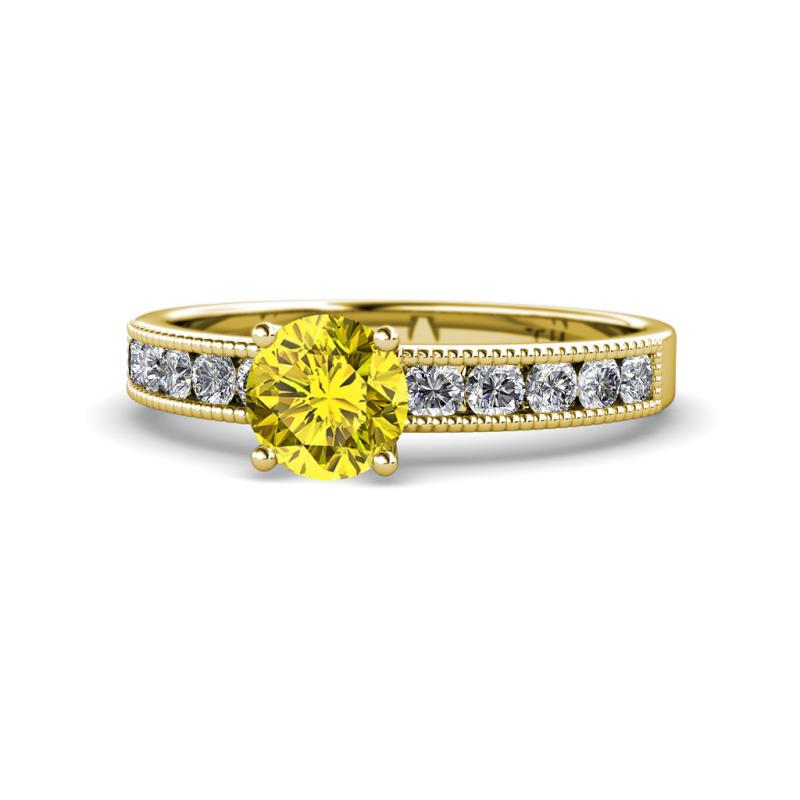 Ronia Classic Yellow and White Diamond Engagement Ring 