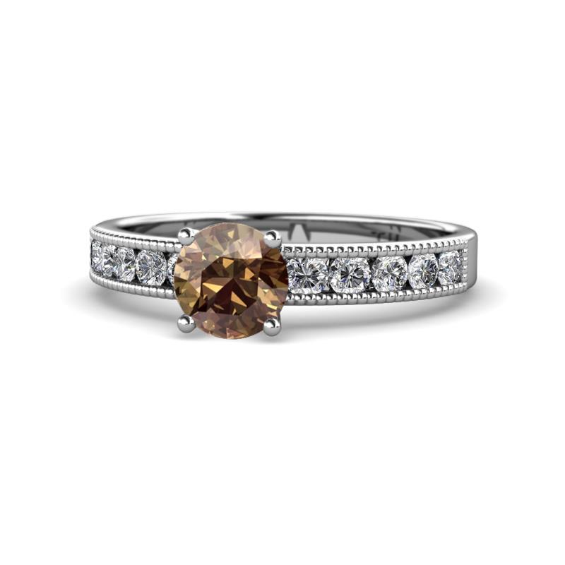 Ronia Classic Smoky Quartz and Diamond Engagement Ring 