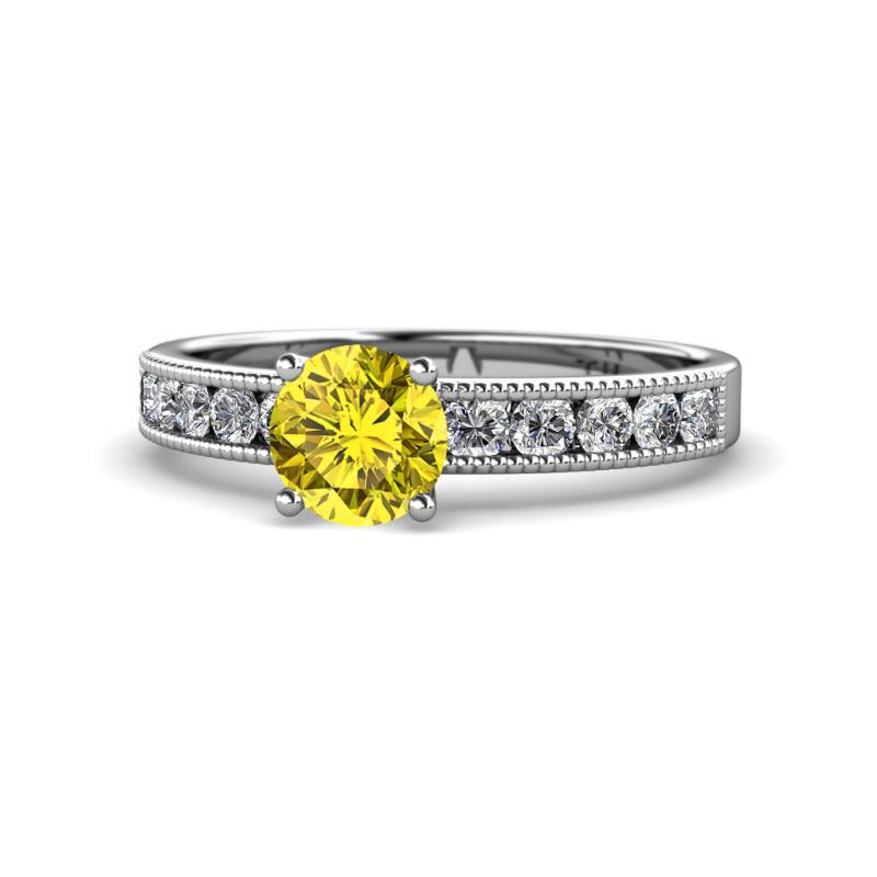 Ronia Classic Yellow and White Diamond Engagement Ring 