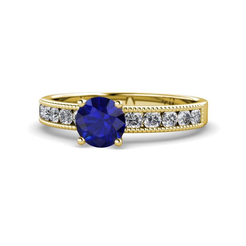 Ronia Classic Blue Sapphire and Diamond Engagement Ring 