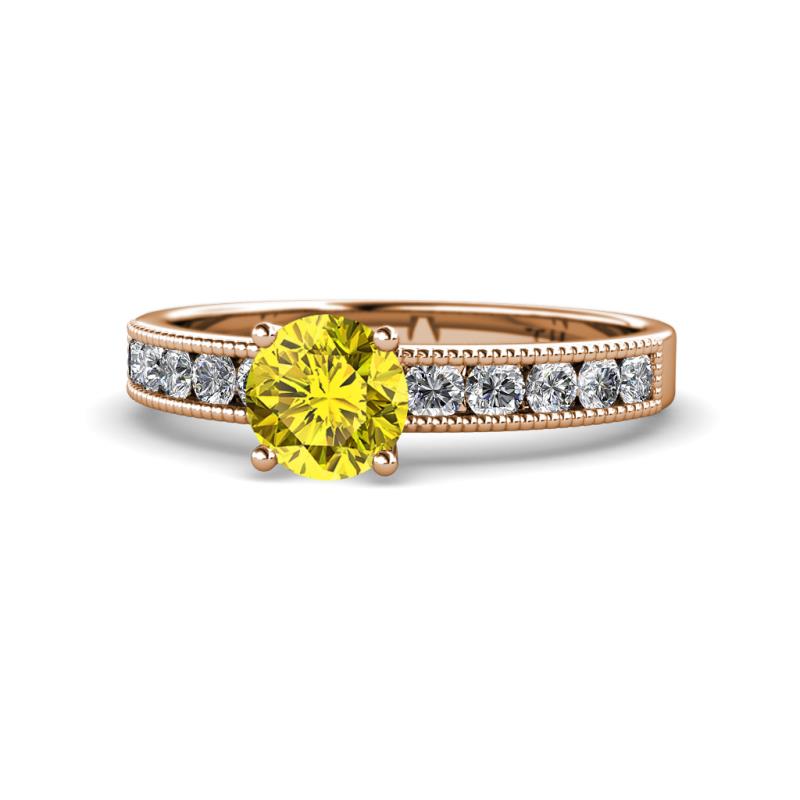 Ronia Classic Yellow and White Diamond Engagement Ring 