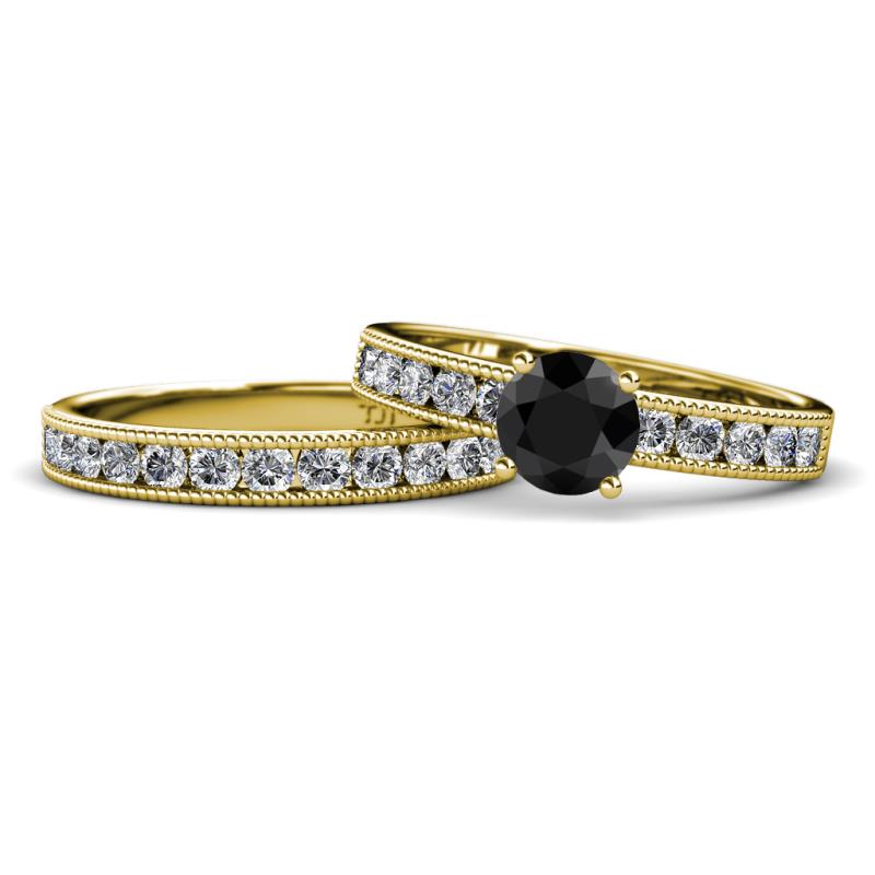Ronia Classic Black and White Diamond Bridal Set Ring 
