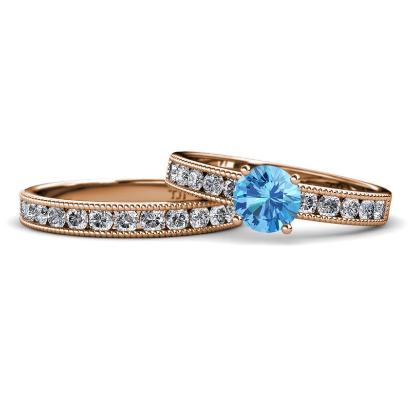 Ronia Classic Blue Topaz and Diamond Bridal Set Ring 