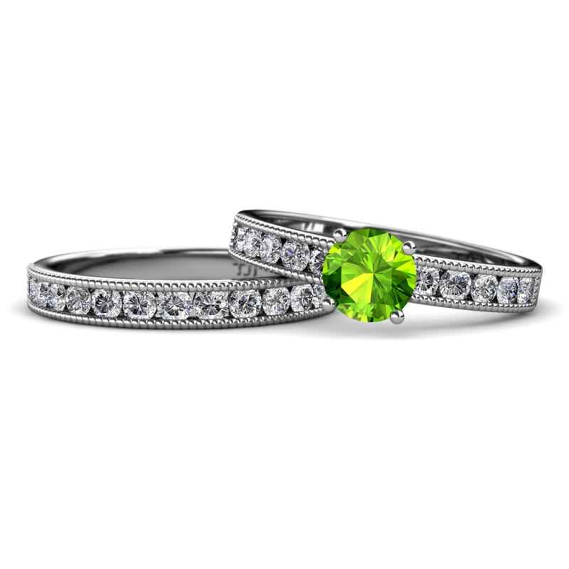Ronia Classic Peridot and Diamond Bridal Set Ring 