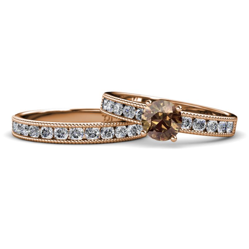 Ronia Classic Smoky Quartz and Diamond Bridal Set Ring 
