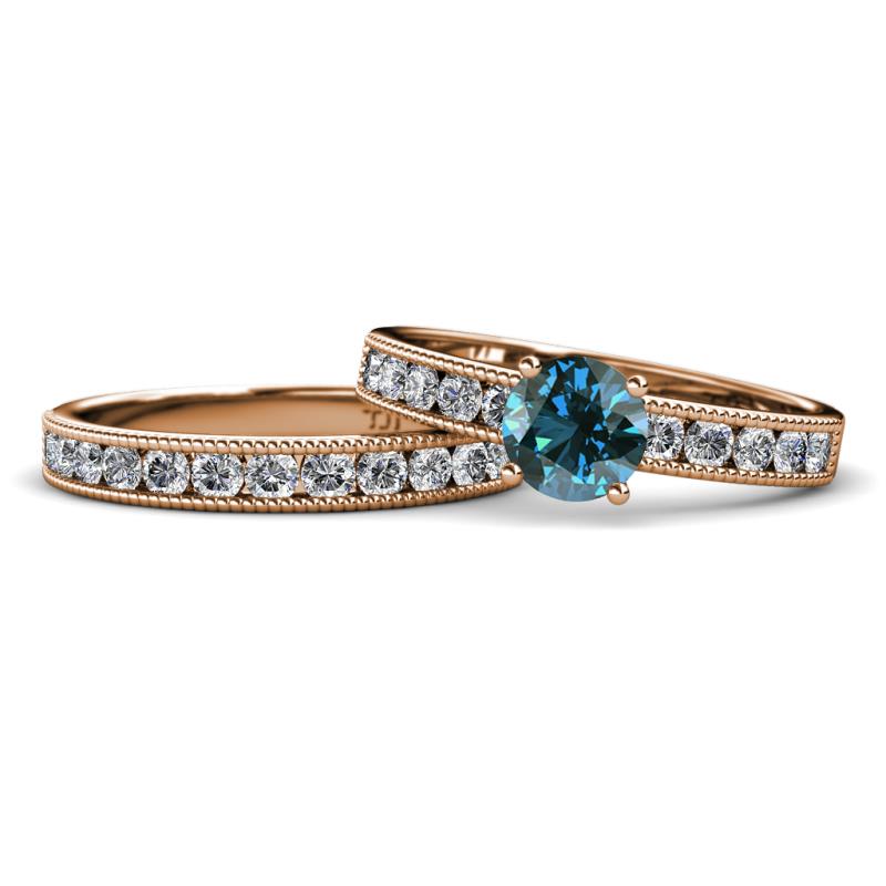 Ronia Classic Blue and White Diamond Bridal Set Ring 