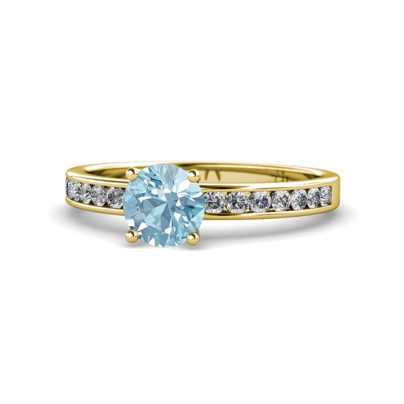Salana Classic Aquamarine and Diamond Engagement Ring 