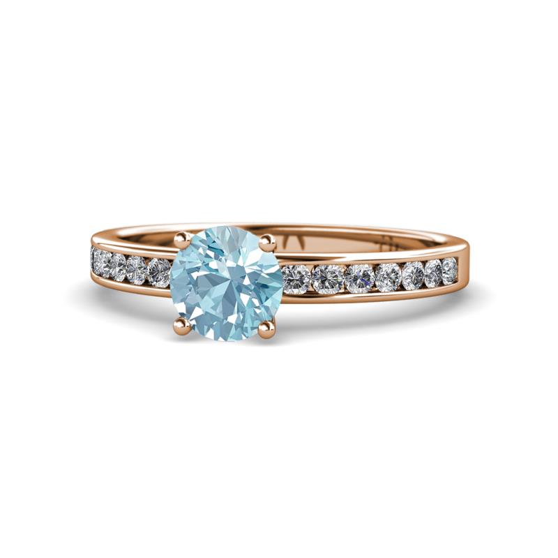 Salana Classic Aquamarine and Diamond Engagement Ring 