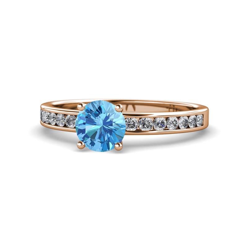 Salana Classic Blue Topaz and Diamond Engagement Ring 