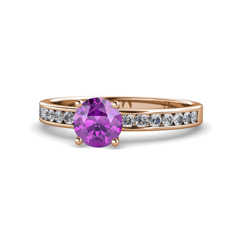 Salana Classic Amethyst and Diamond Engagement Ring 