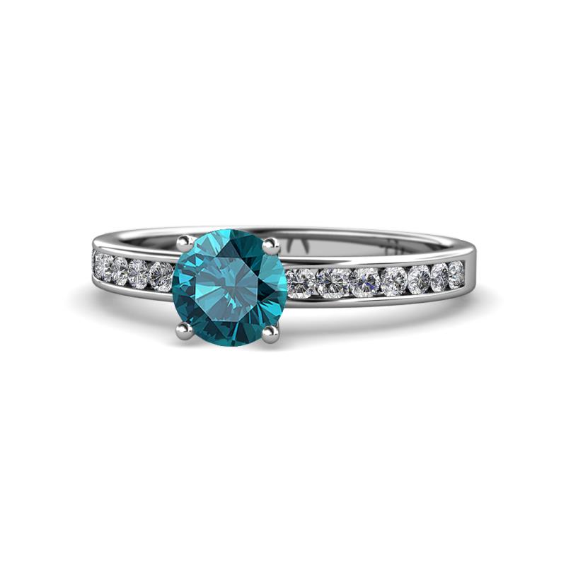 Salana Classic London Blue Topaz and Diamond Engagement Ring 