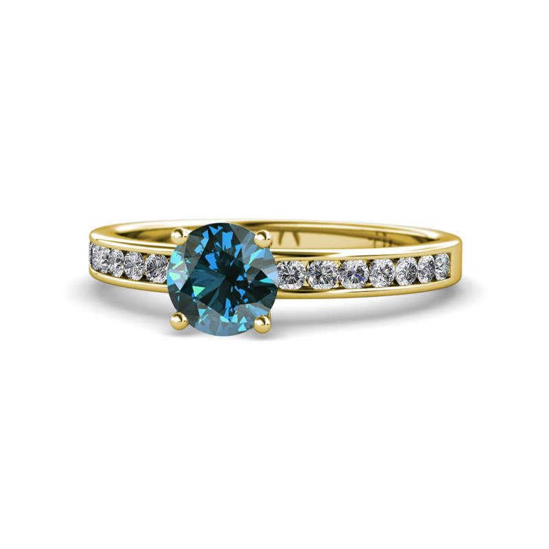 Salana Classic Blue and White Diamond Engagement Ring 