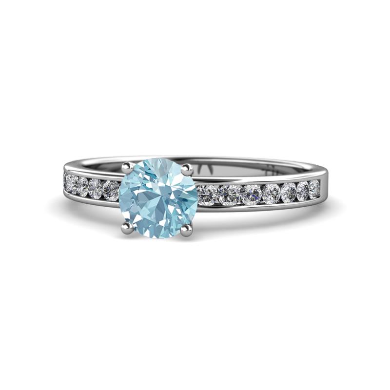 Salana Classic Aquamarine and Diamond Engagement Ring 