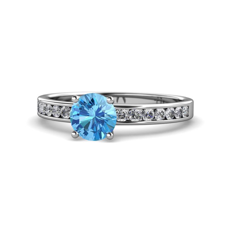 Salana Classic Blue Topaz and Diamond Engagement Ring 