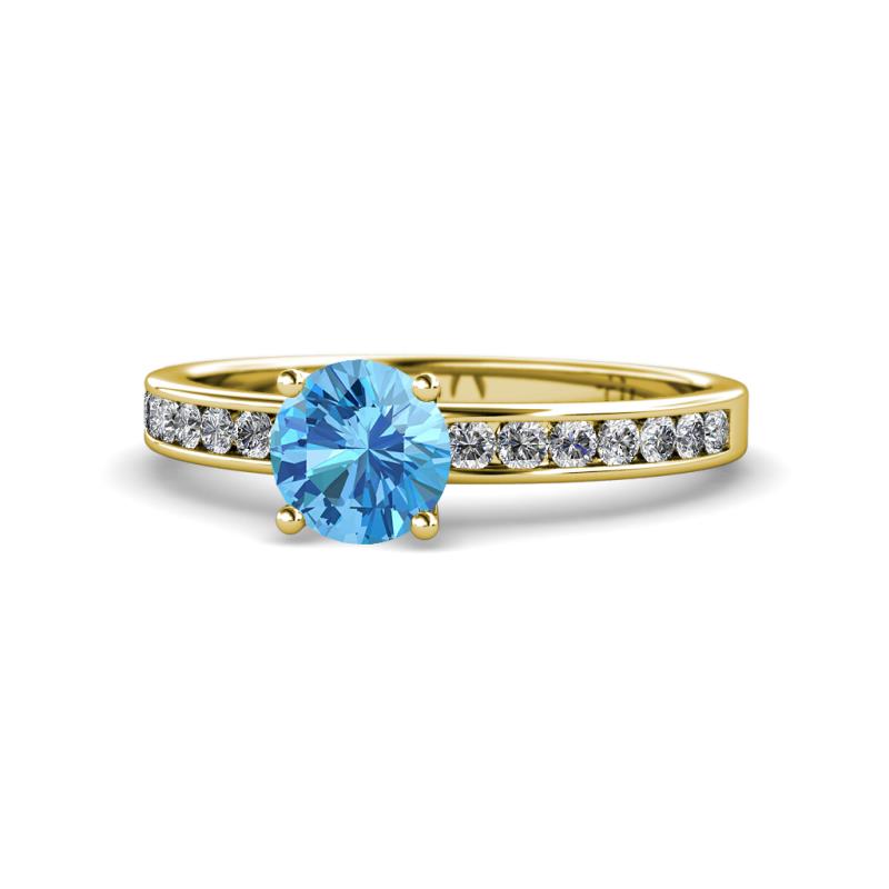 Salana Classic Blue Topaz and Diamond Engagement Ring 