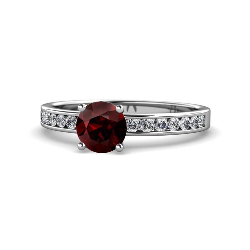 Salana Classic Red Garnet and Diamond Engagement Ring 