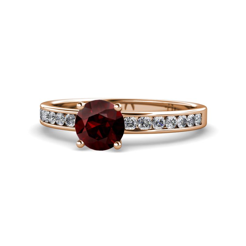 Salana Classic Red Garnet and Diamond Engagement Ring 