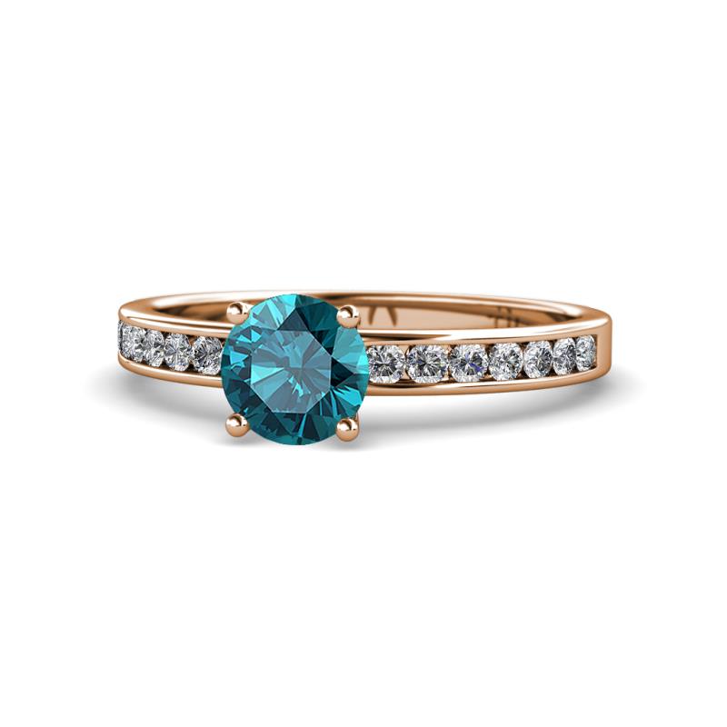 Salana Classic London Blue Topaz and Diamond Engagement Ring 