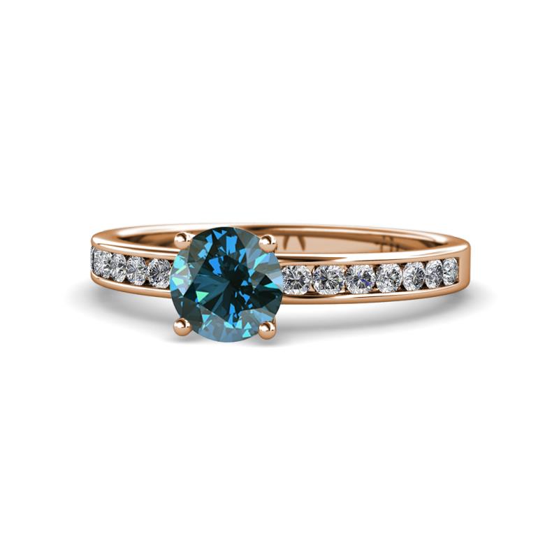 Salana Classic Blue and White Diamond Engagement Ring 